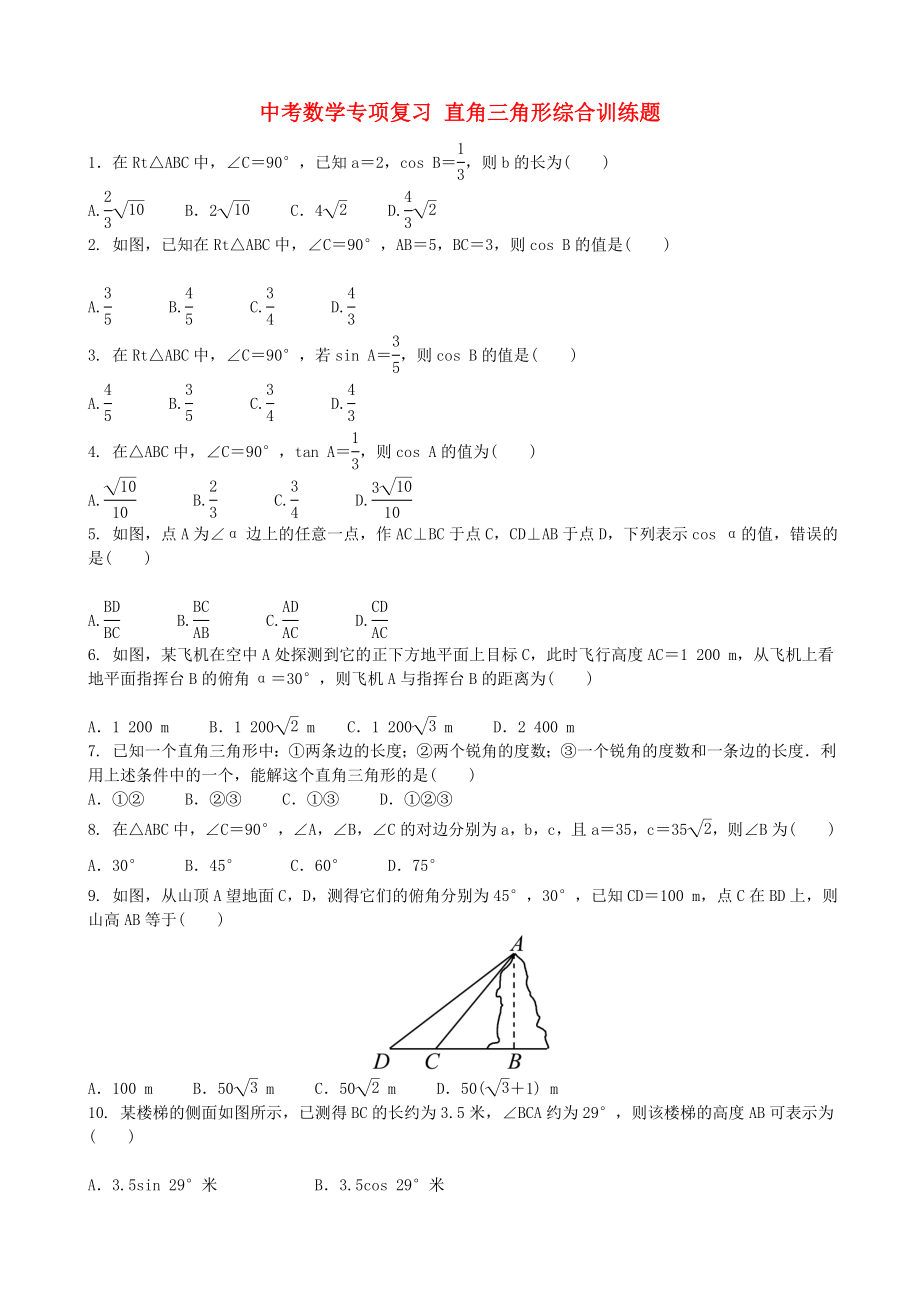 中考数学专项复习 直角三角形综合训练题_第1页