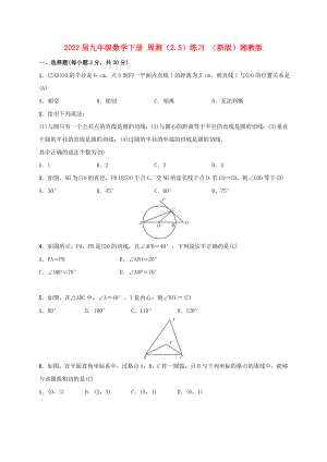 2022屆九年級數(shù)學(xué)下冊 周測（2.5）練習(xí) （新版）湘教版