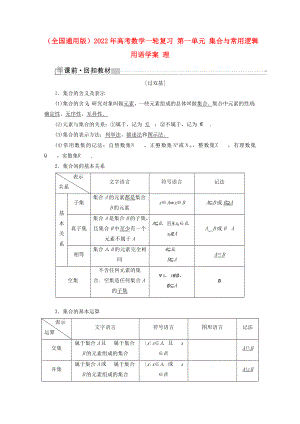 （全國通用版）2022年高考數(shù)學一輪復習 第一單元 集合與常用邏輯用語學案 理