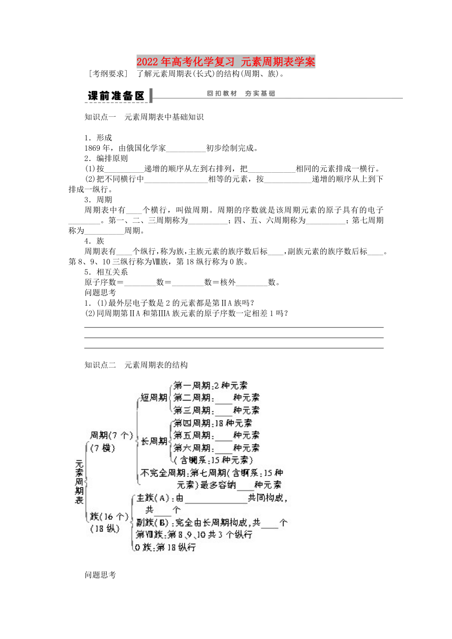 2022年高考化學(xué)復(fù)習(xí) 元素周期表學(xué)案_第1頁(yè)