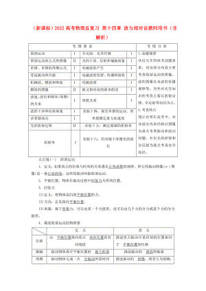 （新課標）2022高考物理總復習 第十四章 波與相對論教師用書（含解析）