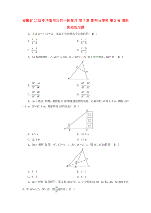 安徽省2022中考數(shù)學(xué)決勝一輪復(fù)習(xí) 第7章 圖形與變換 第3節(jié) 圖形的相似習(xí)題