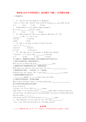 陜西省2022中考英語復習 語法通關 專題二 代詞滿分突破