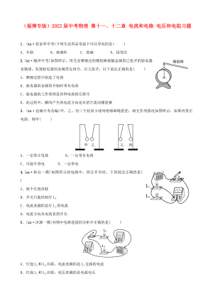 （淄博專版）2022屆中考物理 第十一、十二章 電流和電路 電壓和電阻習(xí)題