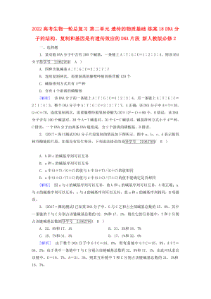 2022高考生物一輪總復(fù)習(xí) 第二單元 遺傳的物質(zhì)基礎(chǔ) 練案18 DNA分子的結(jié)構(gòu)、復(fù)制和基因是有遺傳效應(yīng)的DNA片段 新人教版必修2