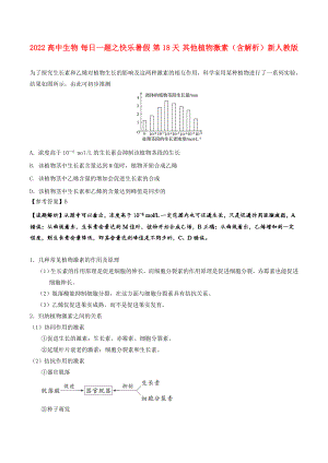 2022高中生物 每日一題之快樂暑假 第18天 其他植物激素（含解析）新人教版