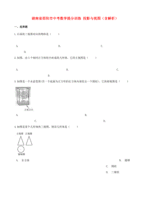 湖南省邵陽市中考數學提分訓練 投影與視圖（含解析）