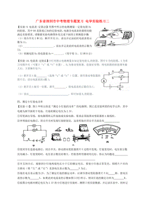 廣東省深圳市中考物理專題復習 電學實驗練習二