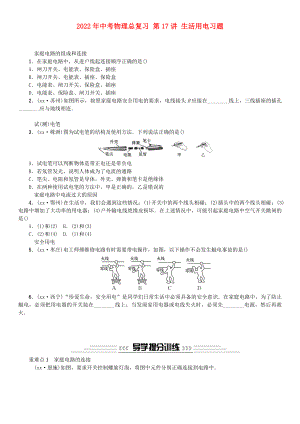 2022年中考物理總復習 第17講 生活用電習題