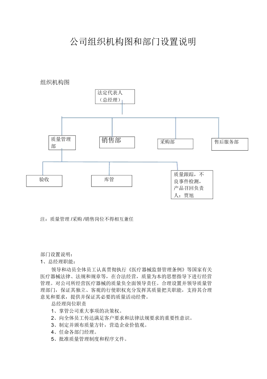 企业组织机构和部门设置说明 (2)_第1页