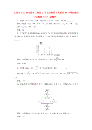 江蘇省2022高考數(shù)學(xué)二輪復(fù)習(xí) 自主加餐的3大題型 14個(gè)填空題綜合仿真練（九）（含解析）