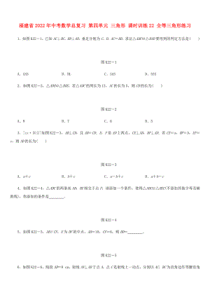 福建省2022年中考數(shù)學(xué)總復(fù)習(xí) 第四單元 三角形 課時(shí)訓(xùn)練22 全等三角形練習(xí)