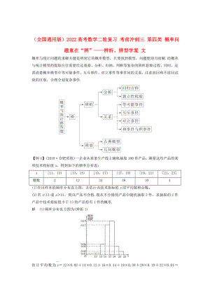 （全國通用版）2022高考數(shù)學(xué)二輪復(fù)習(xí) 考前沖刺三 第四類 概率問題重在“辨”——辨析、辨型學(xué)案 文