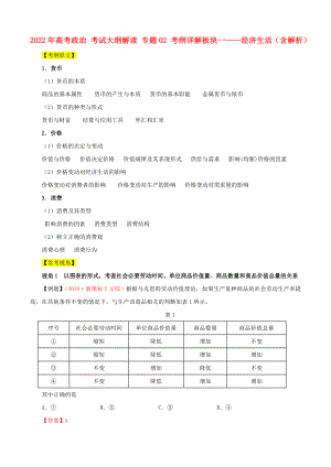 2022年高考政治 考試大綱解讀 專題02 考綱詳解板塊一——經(jīng)濟生活（含解析）