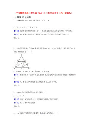 中考數(shù)學(xué)試題分類匯編 考點(diǎn)19 三角形和角平分線（含解析）