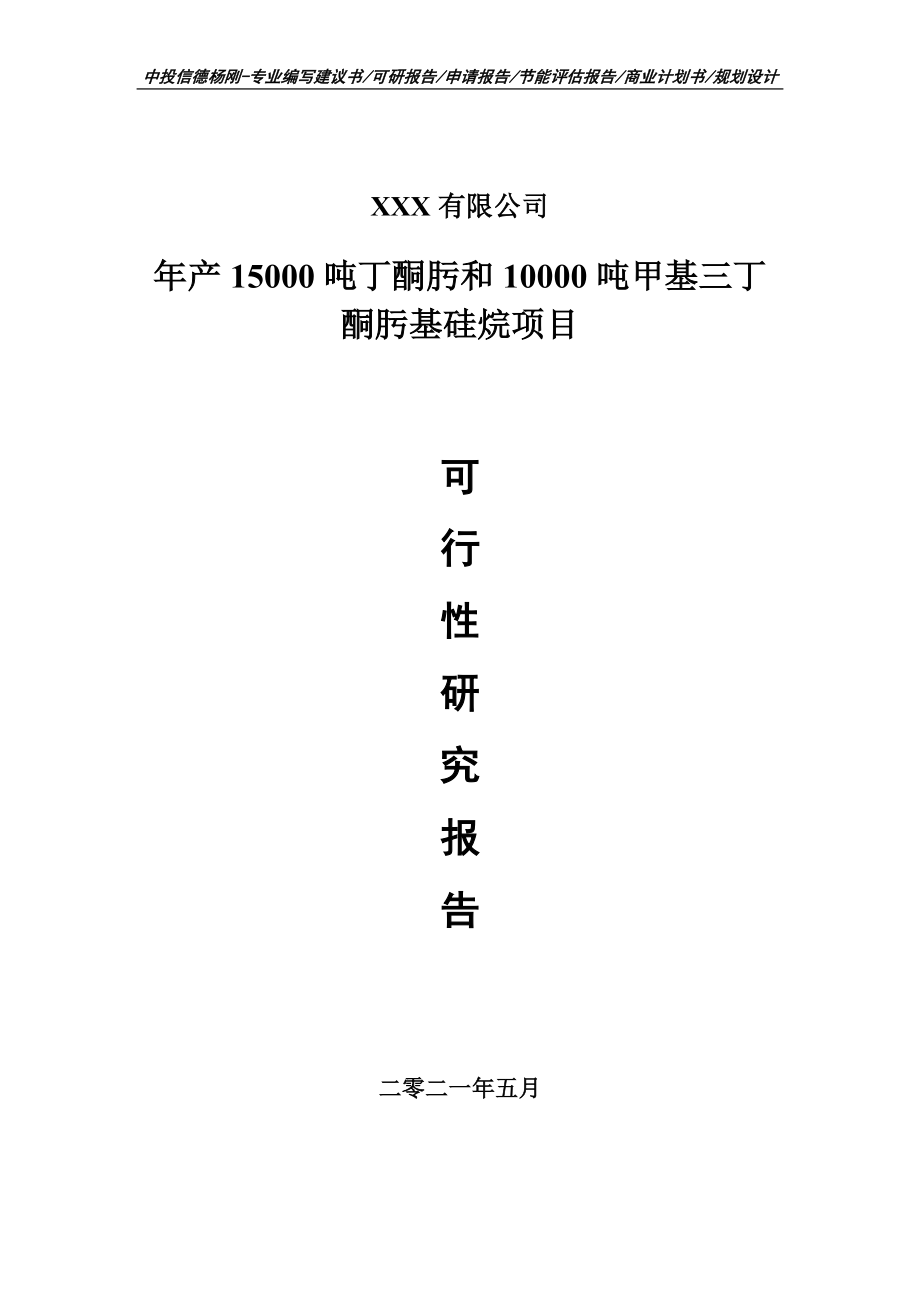 丁酮肟和甲基三丁酮肟基硅烷项目申请报告可行性研究报告_第1页