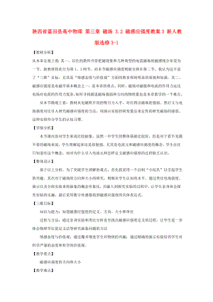 陕西省蓝田县高中物理 第三章 磁场 3.2 磁感应强度教案3 新人教版选修3-1
