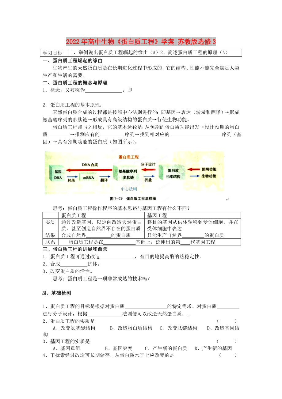 2022年高中生物《蛋白質(zhì)工程》學(xué)案 蘇教版選修3_第1頁