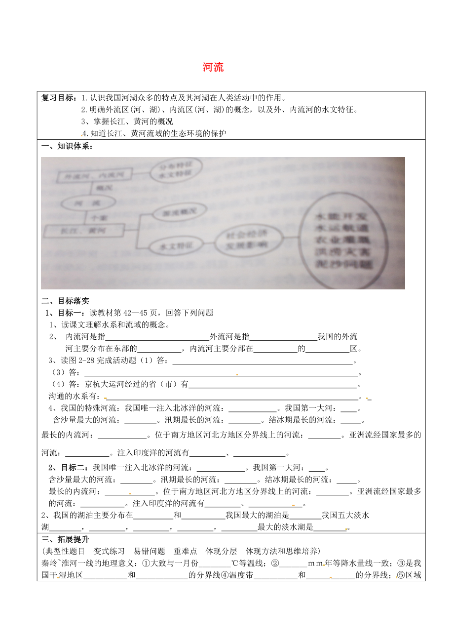 山東省濟(jì)南市長清區(qū)雙泉中學(xué)八年級(jí)地理專題復(fù)習(xí) 河流學(xué)案（無答案） 新人教版_第1頁