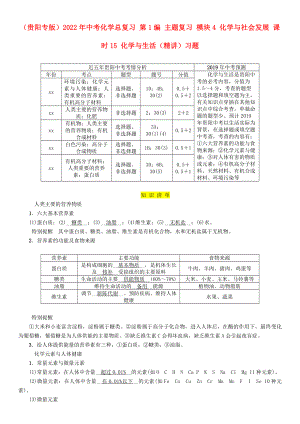 （貴陽(yáng)專版）2022年中考化學(xué)總復(fù)習(xí) 第1編 主題復(fù)習(xí) 模塊4 化學(xué)與社會(huì)發(fā)展 課時(shí)15 化學(xué)與生活（精講）習(xí)題