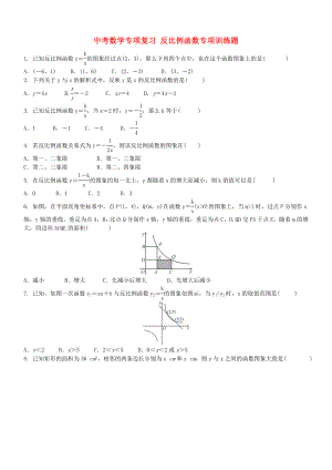 中考數(shù)學(xué)專(zhuān)項(xiàng)復(fù)習(xí) 反比例函數(shù)專(zhuān)項(xiàng)訓(xùn)練題