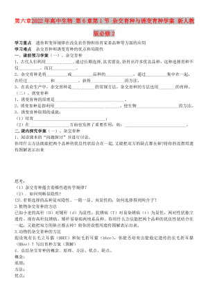 2022年高中生物 第6章第1節(jié) 雜交育種與誘變育種學(xué)案 新人教版必修2