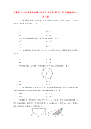 安徽省2022中考數(shù)學(xué)決勝一輪復(fù)習(xí) 第6章 圓 第3節(jié) 與圓有關(guān)的計(jì)算習(xí)題