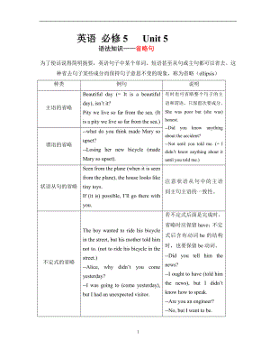 高中英語必修 5Unit 5 省略句