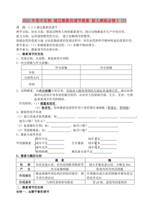 2022年高中生物 通過激素的調(diào)節(jié)教案 新人教版必修3 (I)