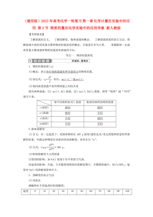 （通用版）2022年高考化學(xué)一輪復(fù)習(xí) 第一章 化學(xué)計(jì)量在實(shí)驗(yàn)中的應(yīng)用 第2節(jié) 物質(zhì)的量在化學(xué)實(shí)驗(yàn)中的應(yīng)用學(xué)案 新人教版