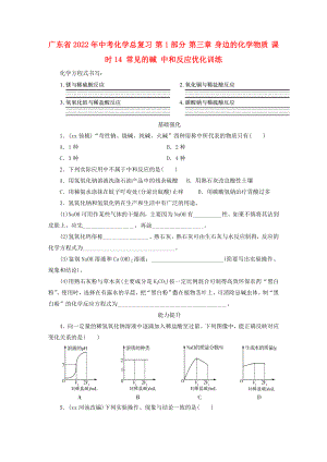 廣東省2022年中考化學(xué)總復(fù)習(xí) 第1部分 第三章 身邊的化學(xué)物質(zhì) 課時14 常見的堿 中和反應(yīng)優(yōu)化訓(xùn)練