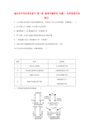 重慶市中考化學(xué)總復(fù)習(xí) 第二輪 重難專題研究 專題一 化學(xué)思想方法練習(xí)