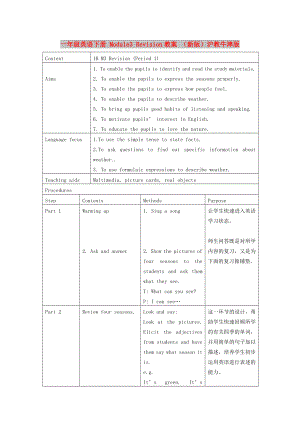 一年級英語下冊 Module3 Revision教案 （新版）滬教牛津版