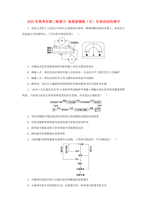 2022年高考生物二輪復習 易混易錯練（五）生命活動的調節(jié)