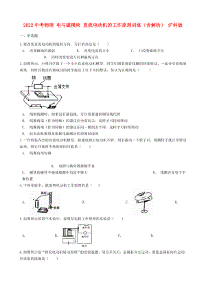 2022中考物理 電與磁模塊 直流電動機的工作原理訓(xùn)練（含解析） 滬科版