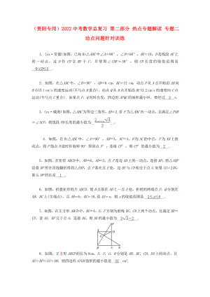 （貴陽專用）2022中考數(shù)學(xué)總復(fù)習(xí) 第二部分 熱點專題解讀 專題二 動點問題針對訓(xùn)練