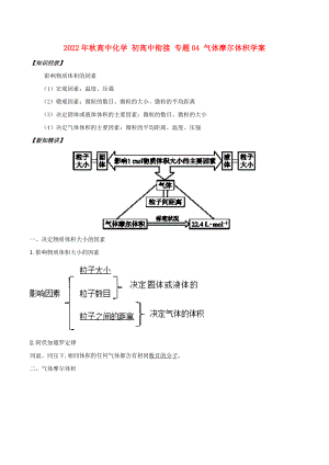 2022年秋高中化學(xué) 初高中銜接 專題04 氣體摩爾體積學(xué)案