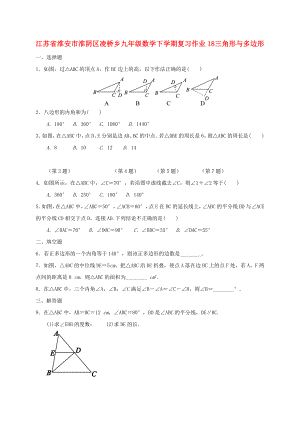 江蘇省淮安市淮陰區(qū)凌橋鄉(xiāng)九年級數(shù)學下學期復習作業(yè)18 三角形與多邊形