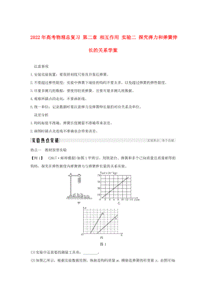 2022年高考物理總復習 第二章 相互作用 實驗二 探究彈力和彈簧伸長的關系學案