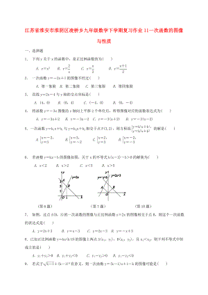 江蘇省淮安市淮陰區(qū)凌橋鄉(xiāng)九年級(jí)數(shù)學(xué)下學(xué)期復(fù)習(xí)作業(yè)11 一次函數(shù)的圖像與性質(zhì)