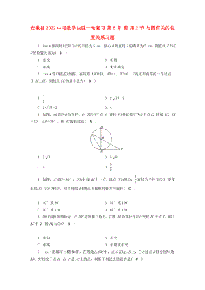 安徽省2022中考數(shù)學(xué)決勝一輪復(fù)習(xí) 第6章 圓 第2節(jié) 與圓有關(guān)的位置關(guān)系習(xí)題