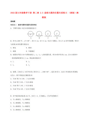 2022屆九年級數(shù)學下冊 第二章 2.5 直線與圓的位置關系練習 （新版）湘教版