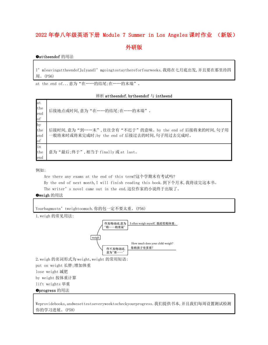 2022年春八年級英語下冊 Module 7 Summer in Los Angeles課時作業(yè) （新版）外研版_第1頁