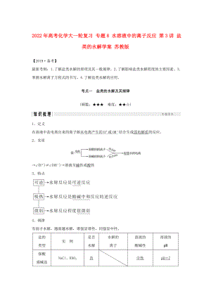 2022年高考化學(xué)大一輪復(fù)習(xí) 專題8 水溶液中的離子反應(yīng) 第3講 鹽類的水解學(xué)案 蘇教版