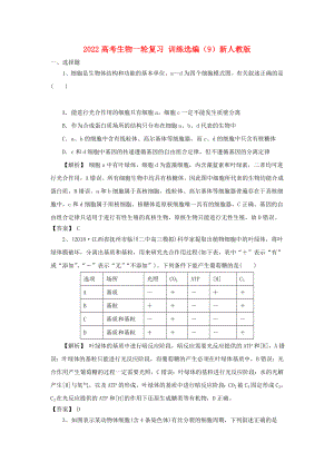 2022高考生物一輪復(fù)習(xí) 訓(xùn)練選編（9）新人教版