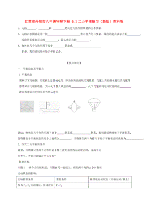 江蘇省丹陽市八年級物理下冊 9.1二力平衡練習（新版）蘇科版