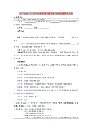 2022年高二化學(xué)學(xué)業(yè)水平測(cè)試復(fù)習(xí)課 物質(zhì)的量濃度學(xué)案