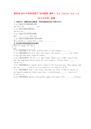 陜西省2022中考英語復(fù)習(xí) 知識梳理 課時1 七上 Starter Unit 1-4（含8年中考）檢測