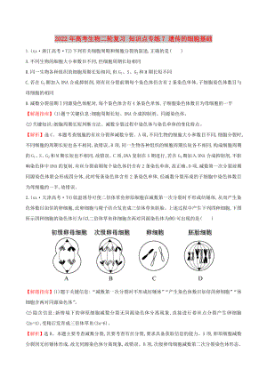 2022年高考生物二輪復習 知識點專練7 遺傳的細胞基礎