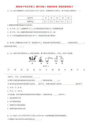 湖南省中考化學(xué)復(fù)習(xí) 課時(shí)訓(xùn)練5 溶液的濃度 溶液的配制練習(xí)